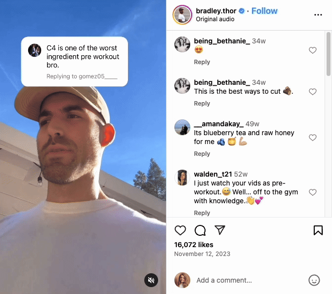 instagram trends reply reels example thor bradly