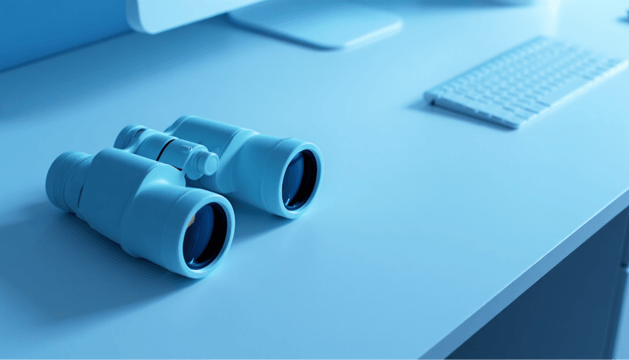 Binoculars on pastel background.