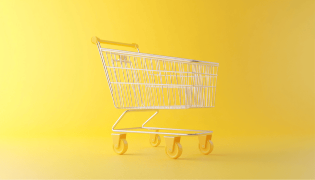 Small shopping cart on a laptop