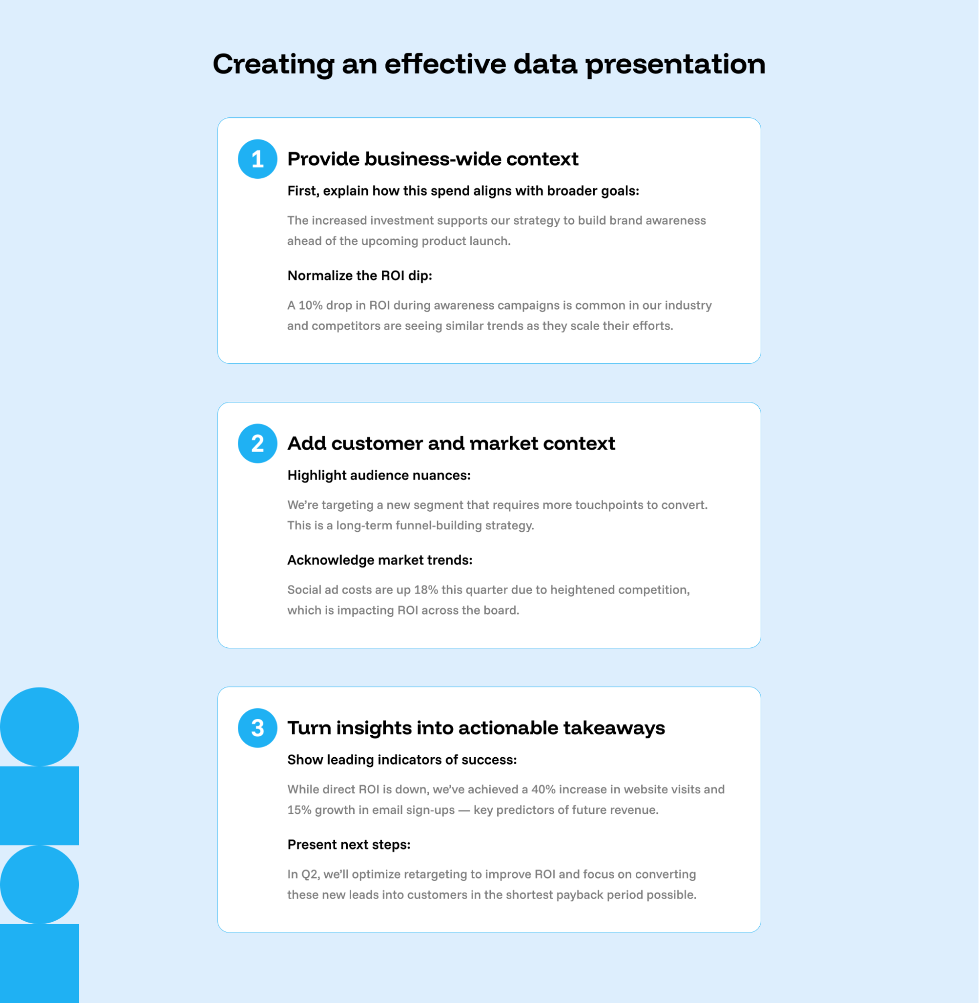 Steps for effectively presenting data
