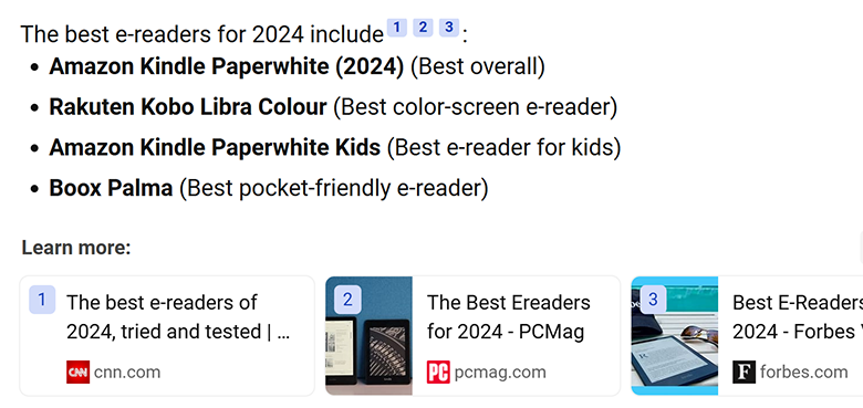 Screenshot of a Google search with AI summative response