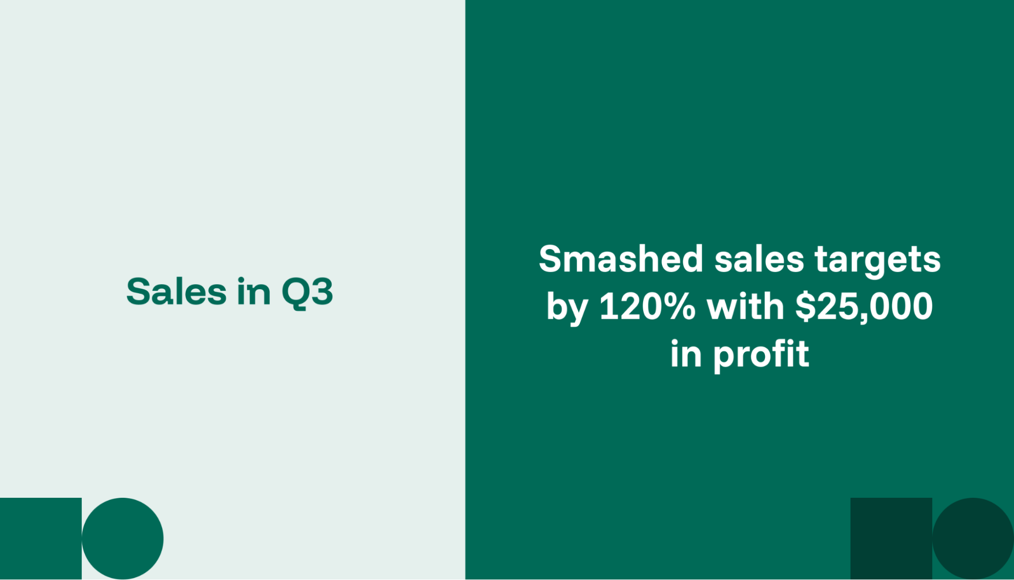 Two slide decks side-by-side showing the same results in a different way