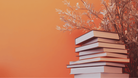 Stack of books with stories