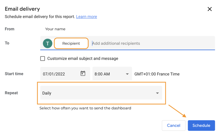 Step 3 of Data Studio Reporting automation