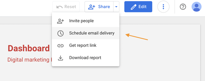 Step 2 of Data Studio Reporting automation