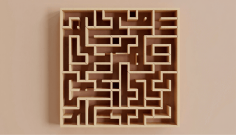 A wooden maze