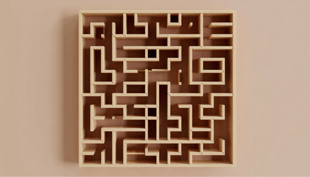 A wooden maze
